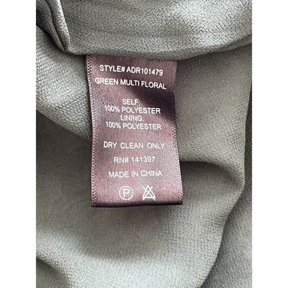 Astr The Label Green Floral Ruched Long Sleeve Midi Dress XS Slit lined Bra NWOT - Picture 7 of 8